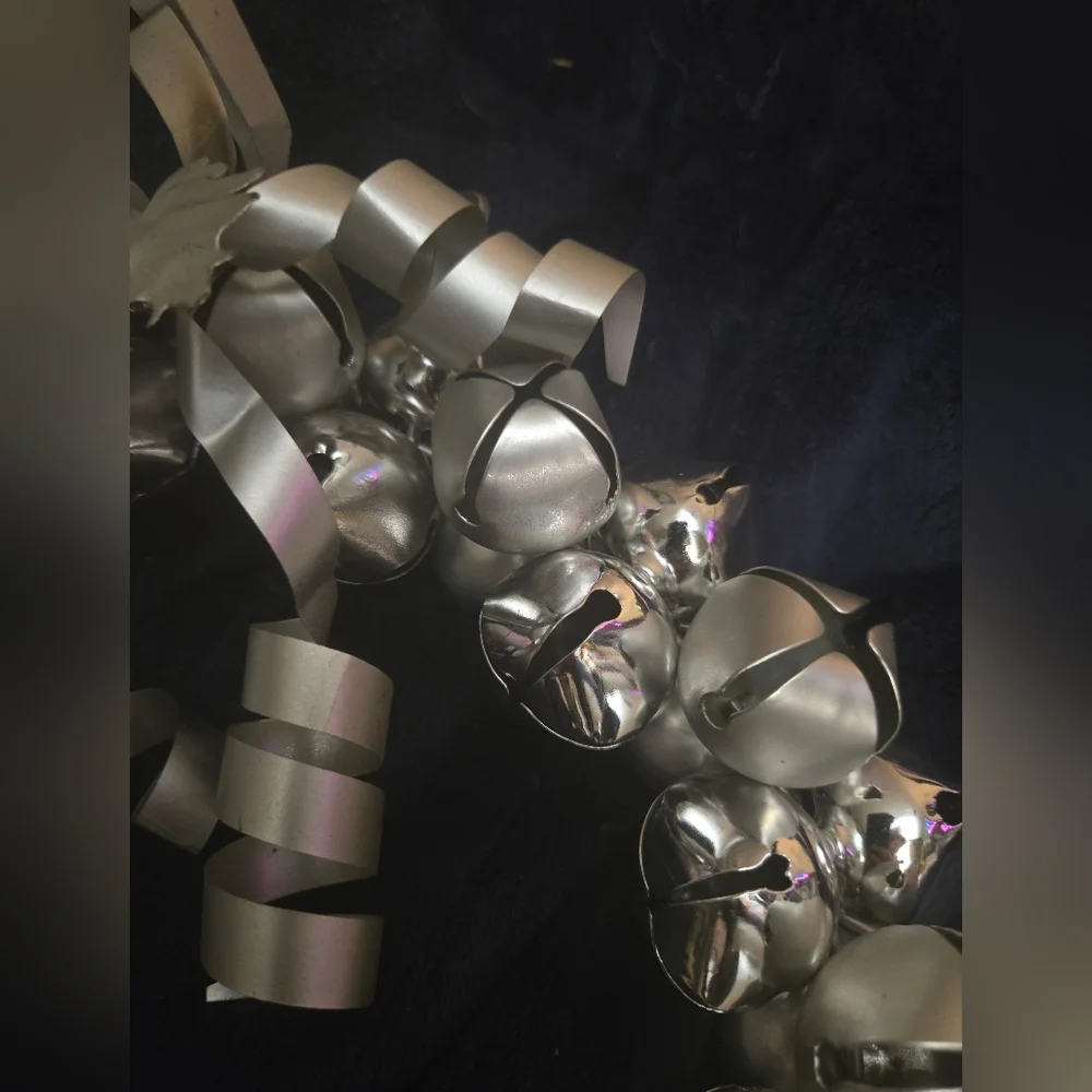 Silver Bell Wreath with Metal Ribbon 11